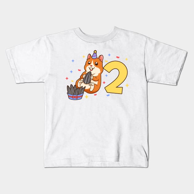 I am 2 with hamster - kids birthday 2 years old Kids T-Shirt by Modern Medieval Design